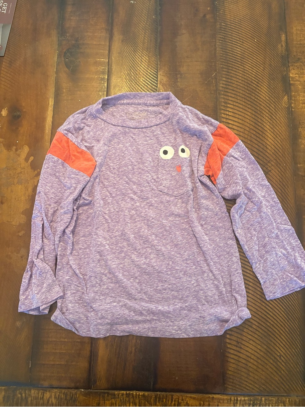 Crewcuts Heather Purple Long Sleeve Tee with Red Accent Shoulders
